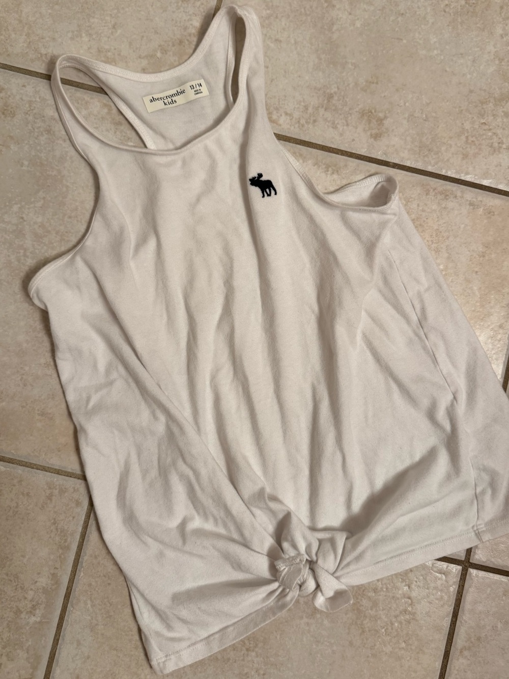 Vintage Abercrombie Kids White Moose Tank Top Y2K 13/14